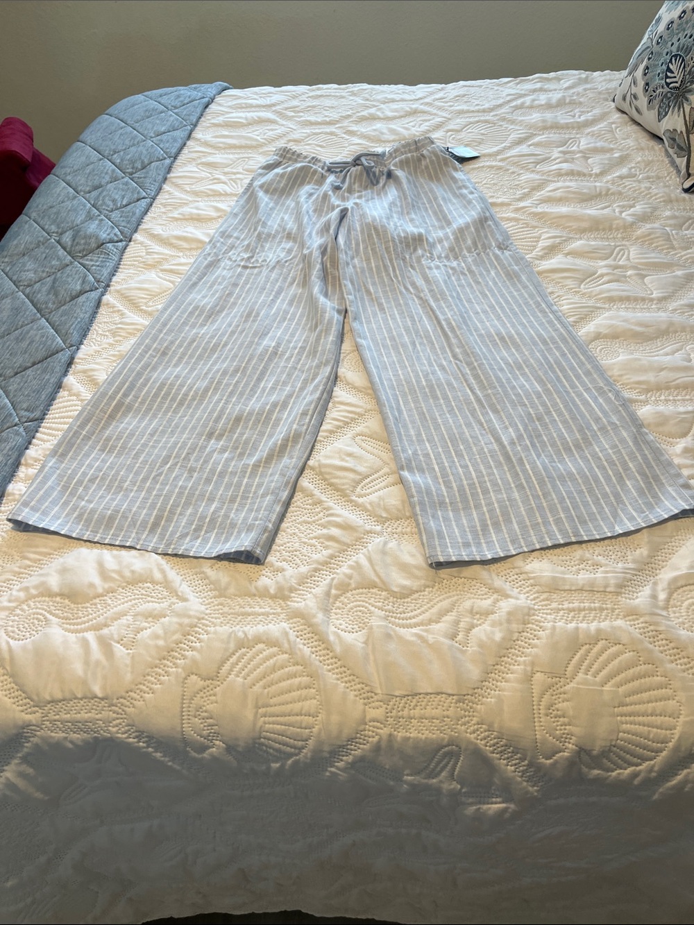 art class Light Blue and White Striped Wide-Leg Pants